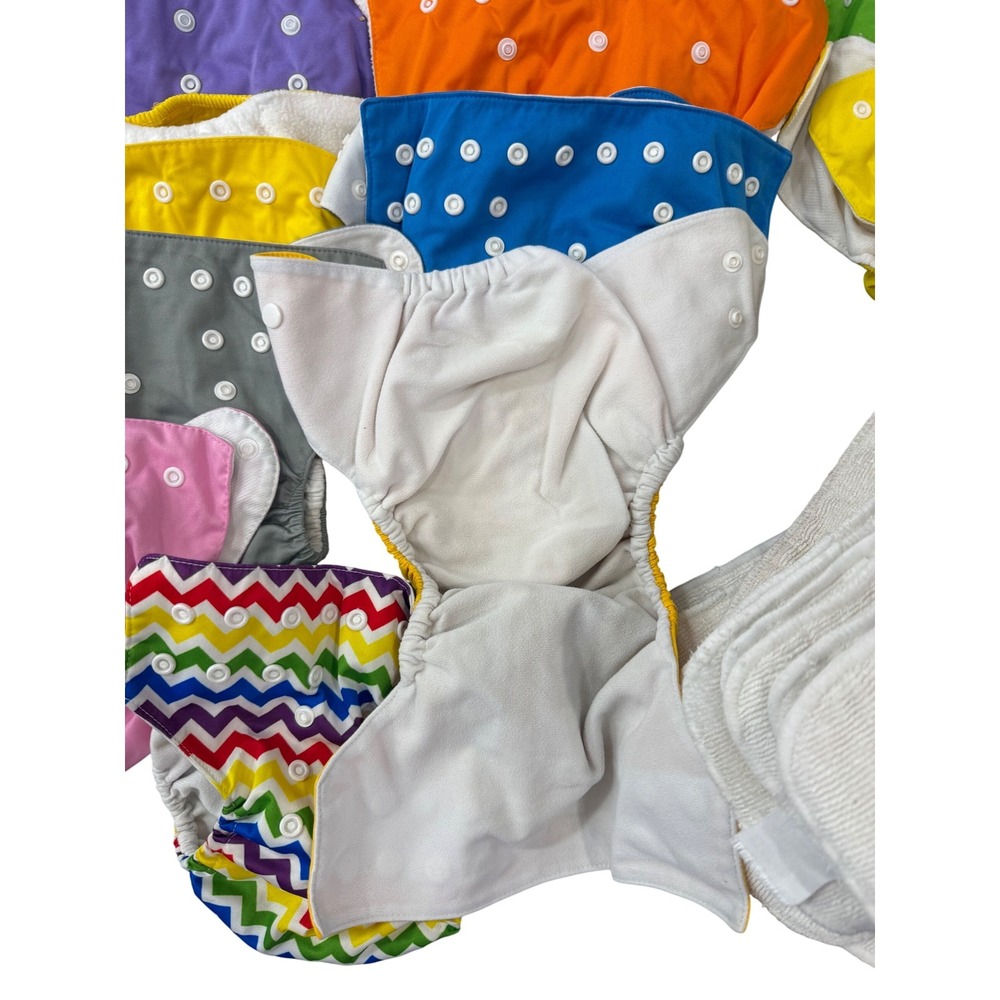 Lot of 30 Adjustable Pocket Cloth Diapers with 26 Reusable Inserts Multicolor - Picture 2 of 4